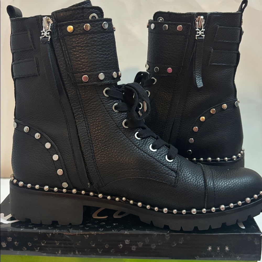 Sam Edelman Black Studded Combat Boots - Picture 9 of 9